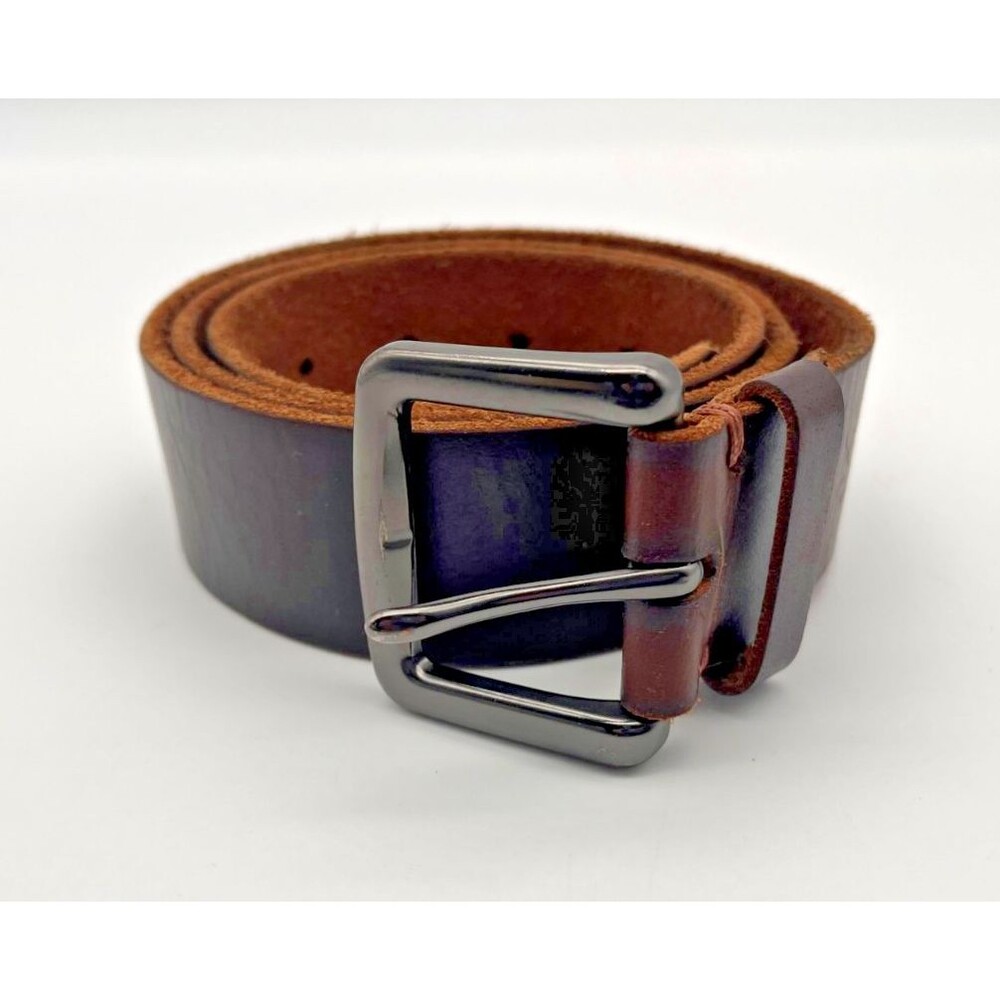 American Eagle Outfitters Mens Leather Belt Size 32 Brown Wide Raw Edge